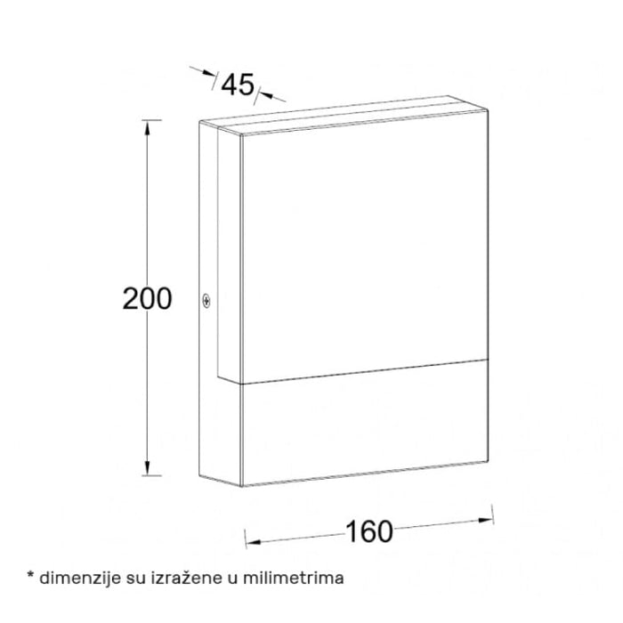 Zidna LED lampa 10W 3000K IP65 crna