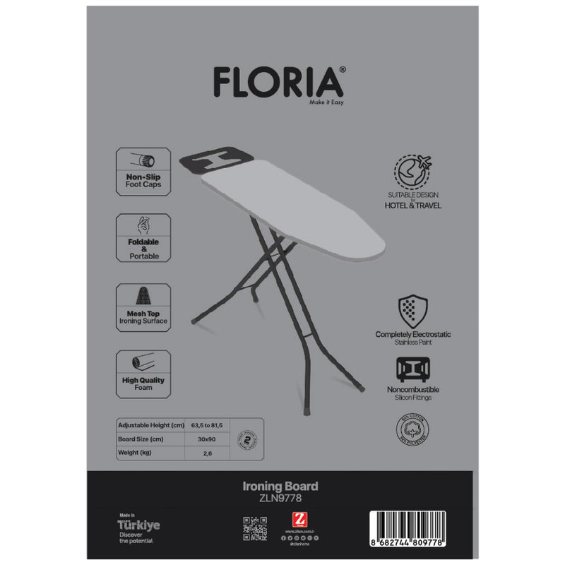 Floria Daska za peglanje, 90 x 30 cm, Siva - ZLN9778