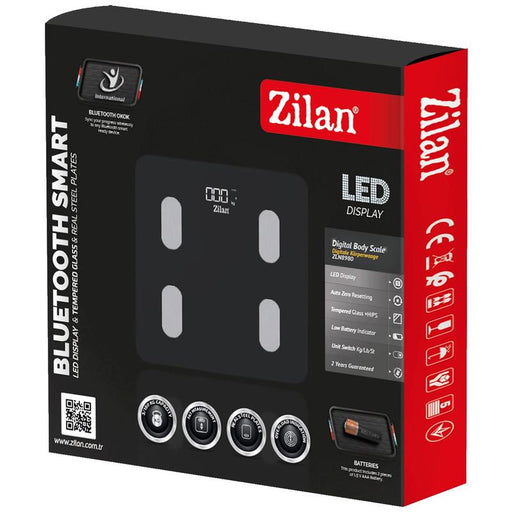 Zilan Pametna vaga za merenje, do 180kg, LED, Bluetooth, crna - ZLN8980