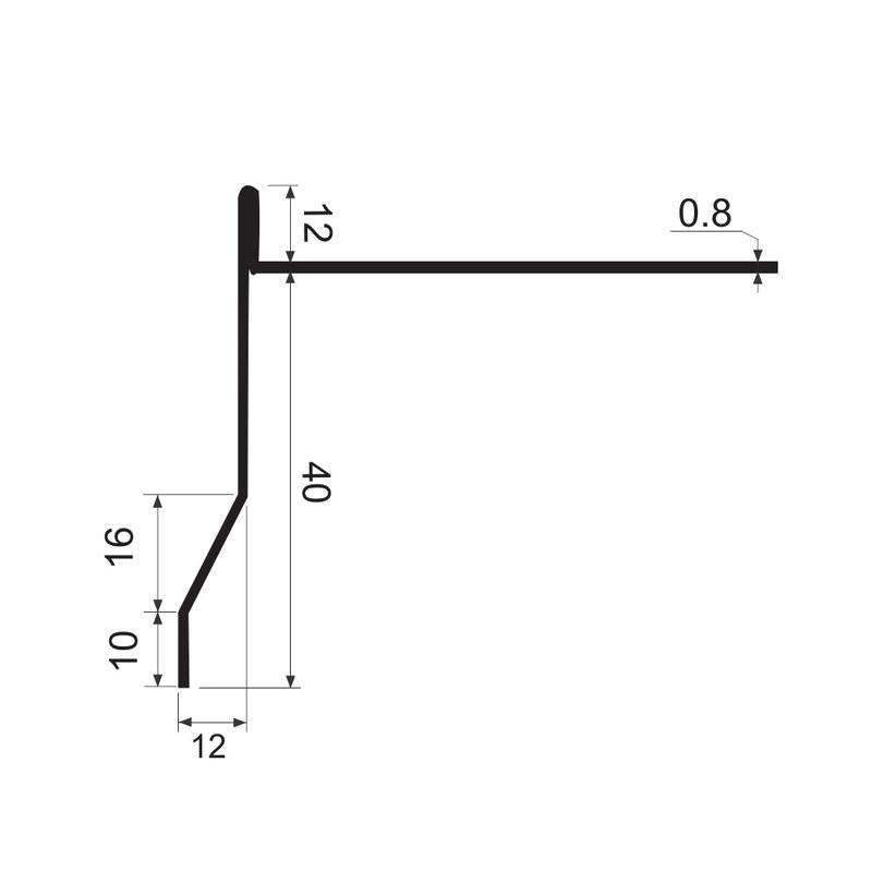 Okapnica za balkon i terasu — za oblogu 12 mm, INOX, 2.5m, više boja
