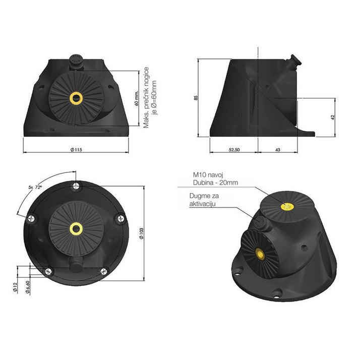 ON STO spojnica za noge stola "CURLY" SI