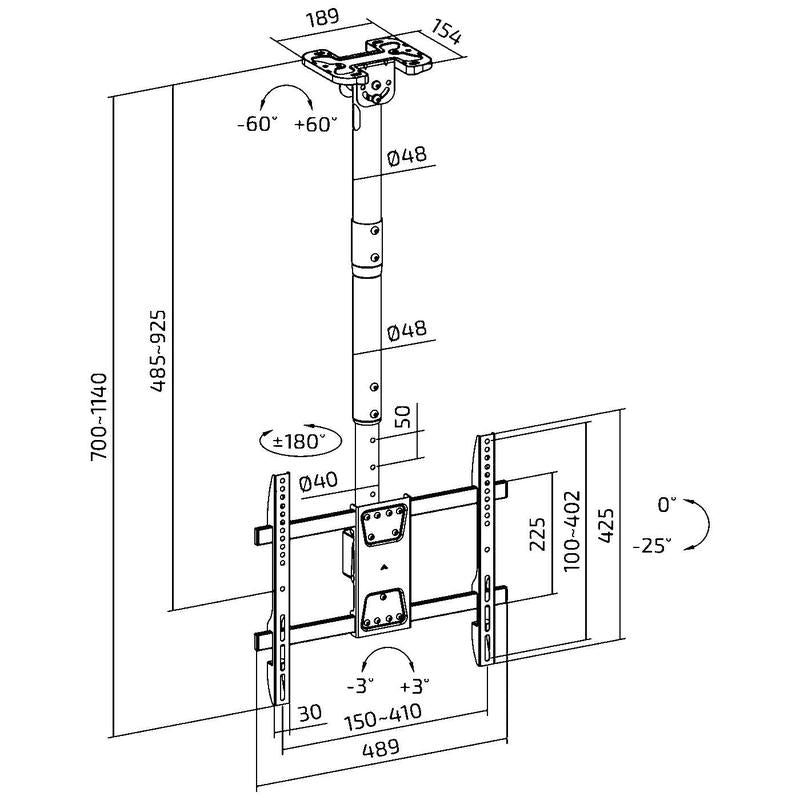 Superior Nosač za TV, plafonski, 32"-75", 60kg - 32-75 Extra Slim Ceiling-Mount