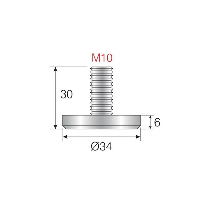 NIV stopica za nameštaj M10 30mm CRNA