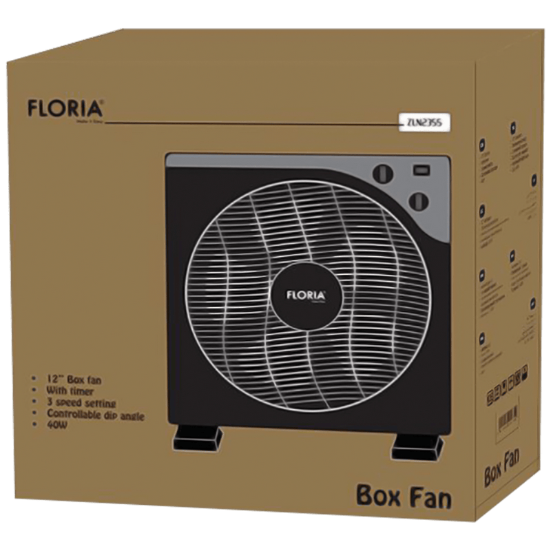 Floria Ventilator, podni, prečnik 30 cm, timer, 40 W, crni - ZLN2355