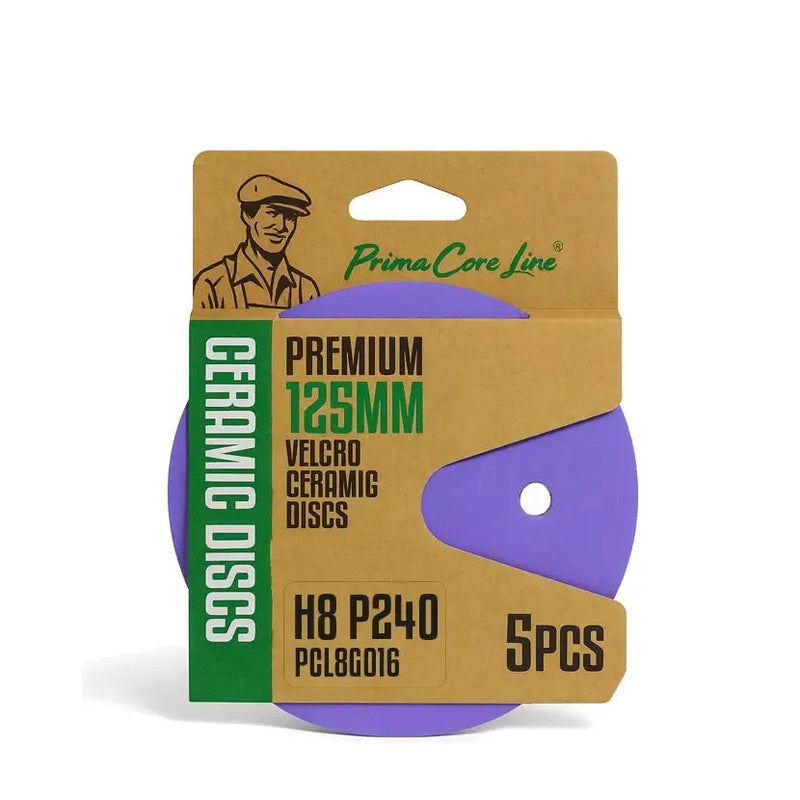 HIMTEX Brusni disk čičak keramički Ø125 mm P240 — 8 rupa, 5 kom
