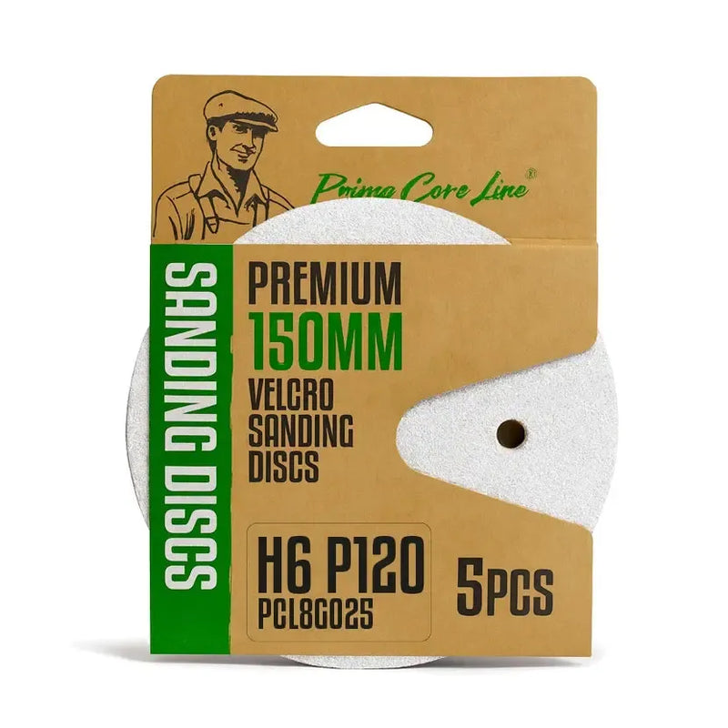 HIMTEX Brusni disk čičak za lak Ø150 mm P120 — 6 rupa, 5 kom