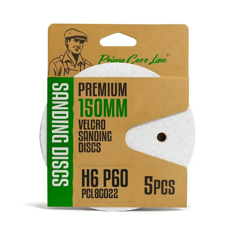 HIMTEX Brusni disk čičak za lak Ø150 mm P60 — 6 rupa, 5 kom