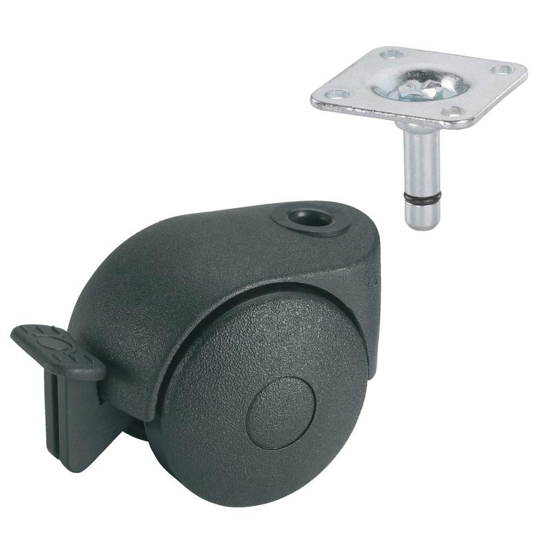 Dupli okretni točkić, 40 mm, 20 kg, sa pločicom