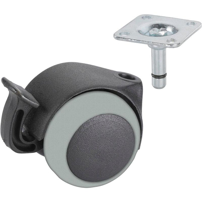 Dupli okretni točkić, TPE, 50 mm, 40 kg, sa pločicom