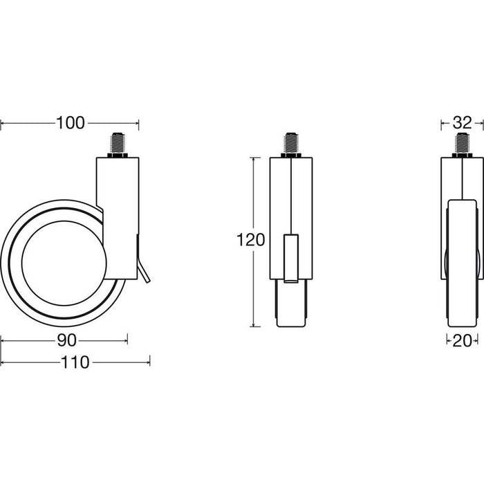 Okretni točkić Rotola 120, 50 kg, sa kočnicom