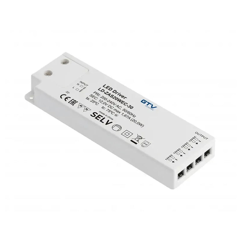 GTV LED Napajanje SLIM EASY CLIK 20W 12V DC — IP20