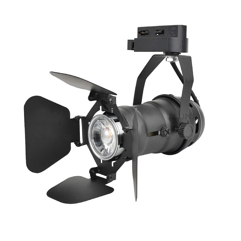 Šinski scenski monofazni reflektor GU10 Ø160mm — crna