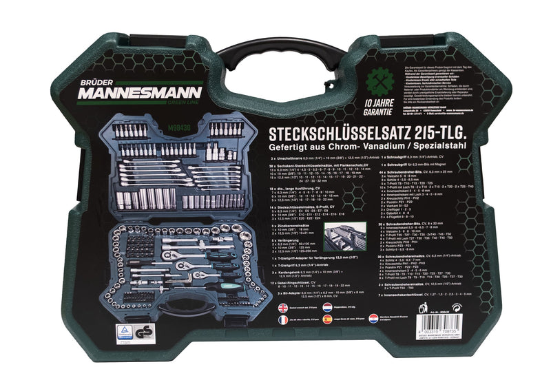 MANNESMANN Set alata u koferu 1/4", 3/8" i 1/2" — 215 delova