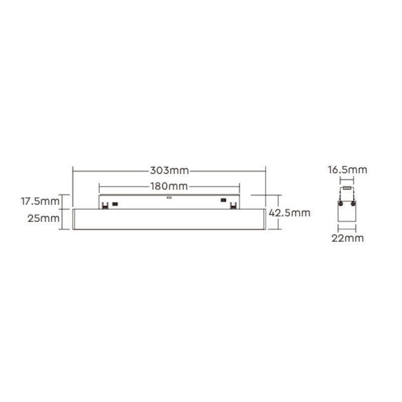 Magnetna šinska LED svetiljka difuzna 12W Dual White — crna