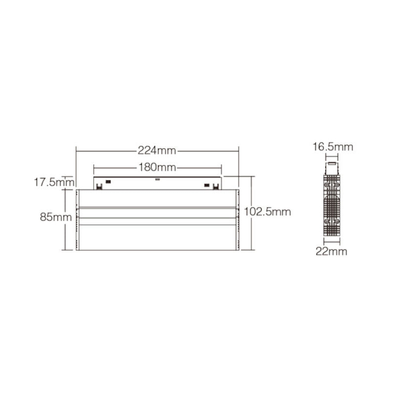 Magnetna šinska LED svetiljka tačkasta 10W Dual White, V85mm — crna