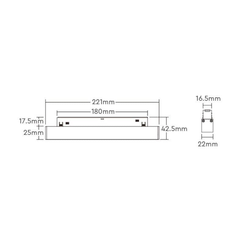Magnetna šinska LED svetiljka tačkasta 10W Dual White, V25mm — crna