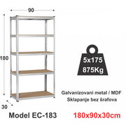 HERRSCHAFT EC-183 180x90x30 cm metalna montažna polica