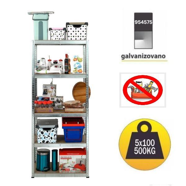 Polica metal-medijapan 180x75x40cm 5X100kg