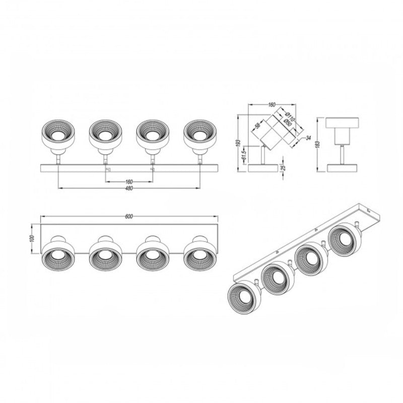SPOT LAMPA LEON 4XGU10 CRNA 800700432