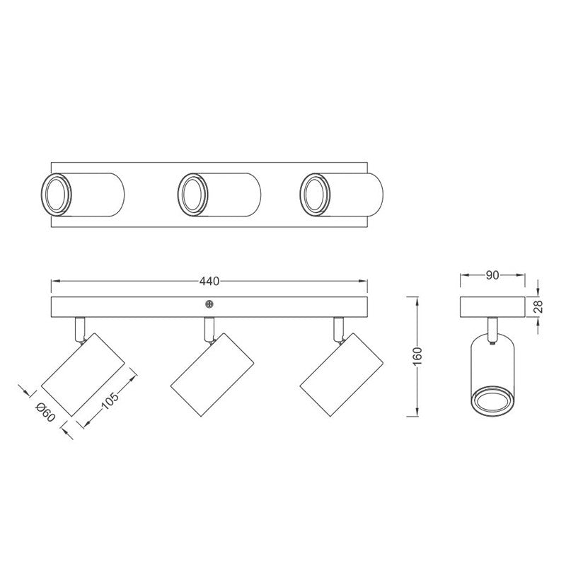 Spot lampa Marley 3 x GU10 — 35 W, IP20