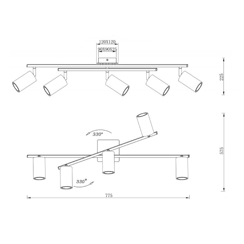 Spot lampa Marley 5 x GU10 — 35 W, IP20