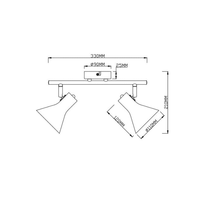 LED spot NINA CRNA — 2x40 W, 2xE14, IP20