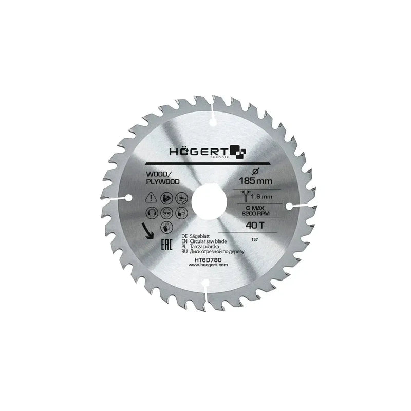 HÖGERT List za cirkular 185 mm — 40 zuba