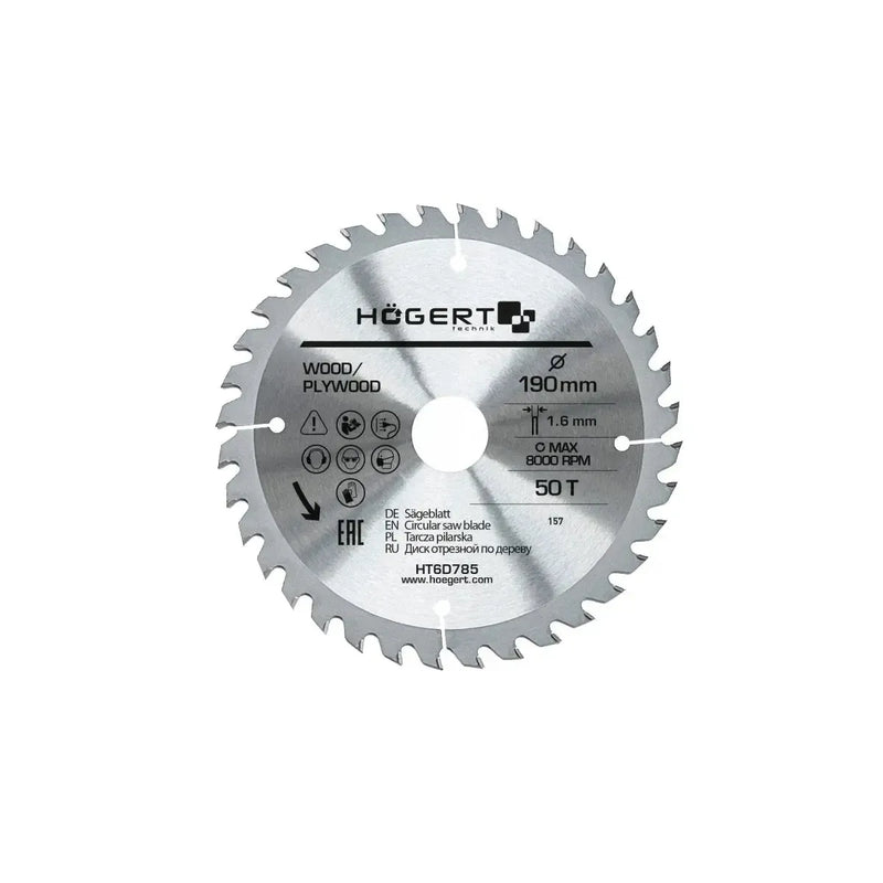 HÖGERT List za cirkular 190 mm — 50 zuba