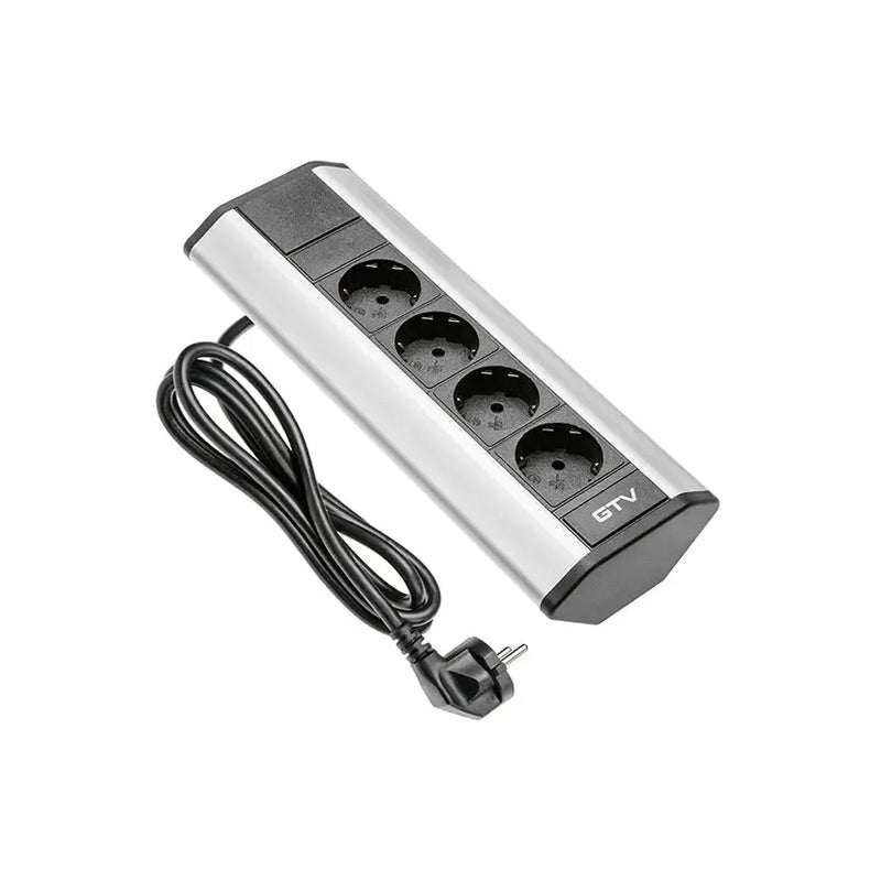 GTV LED Ugaona utičnica 4× — 1,5 m, alu