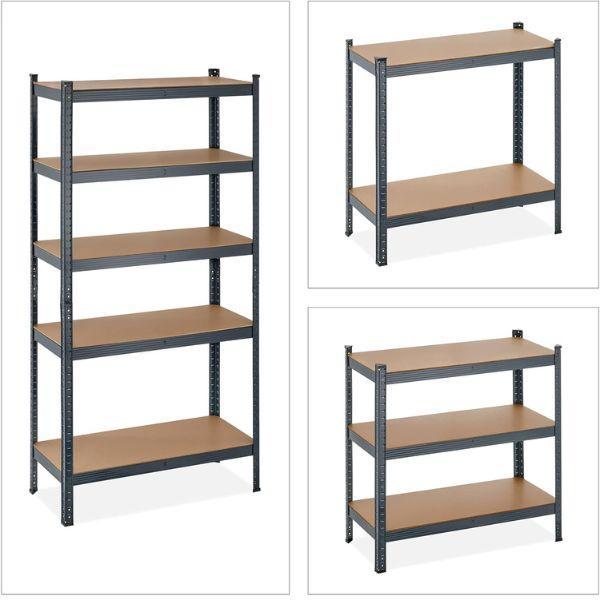 Polica metal-medijapan 180x120x45cm, 5x175kg antracit