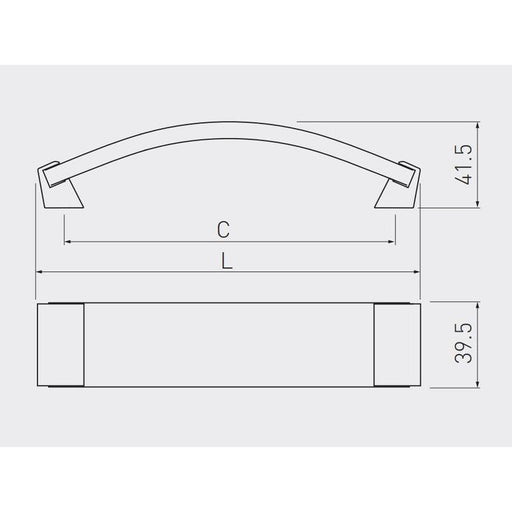 GTV Ručica ROSES crno staklo + držač hrom L=256