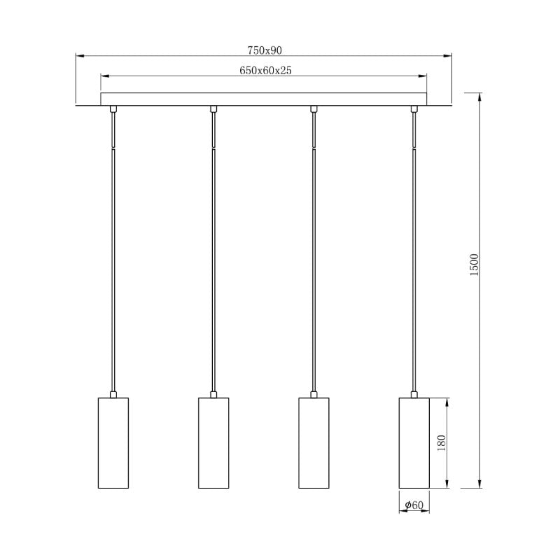 Visilica MARLEY 4xGU10 crna mat 312400432