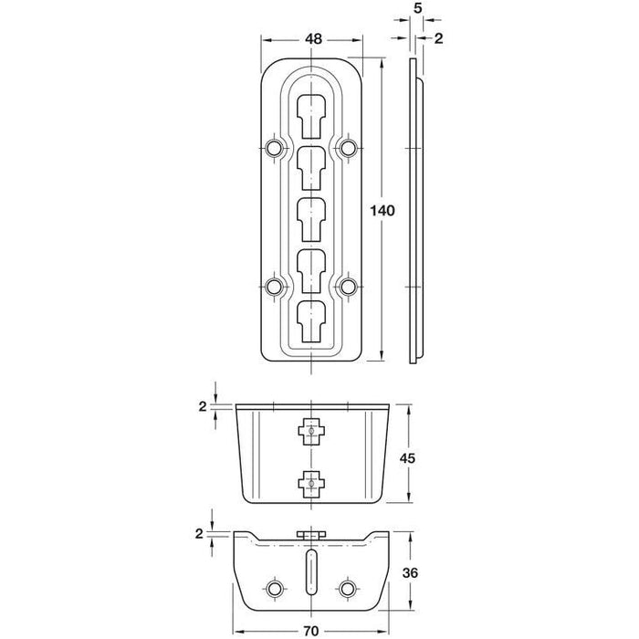 Spojni element kreveta HS za nosač srednje grede i nosač letvičaste podnice
