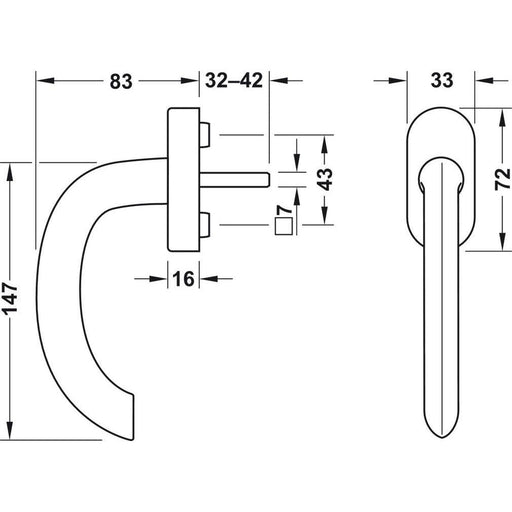 HÄFELE prozorska ručica Hoppe Marseille