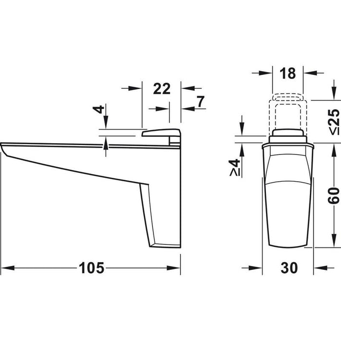 Häfele držač police za drvene i staklene police