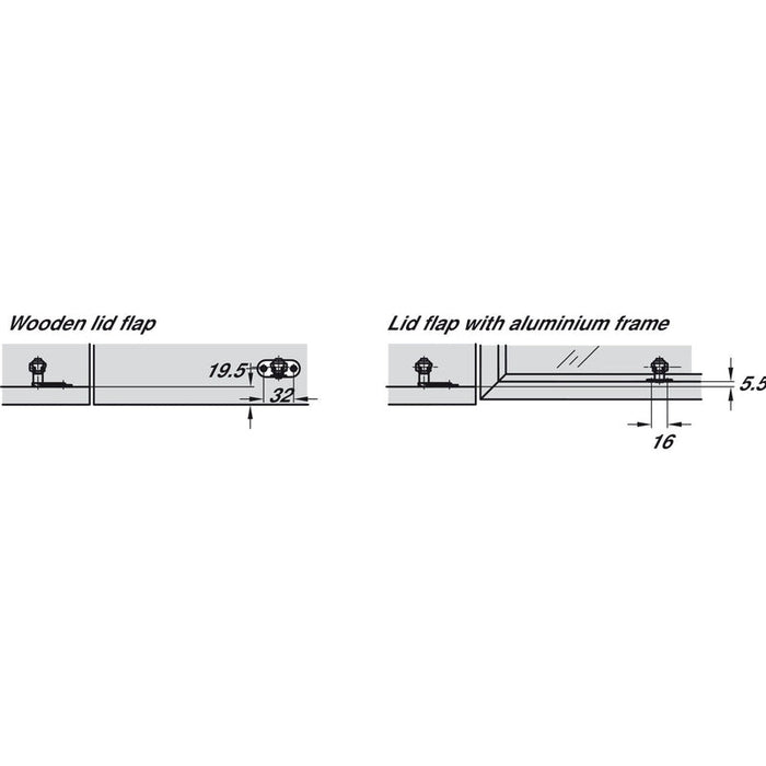 Häfele Maxi Podizni Mehanizam za otklopna vrata od drva ili s aluminijskim okvirom širine okvira od preko 45 mm