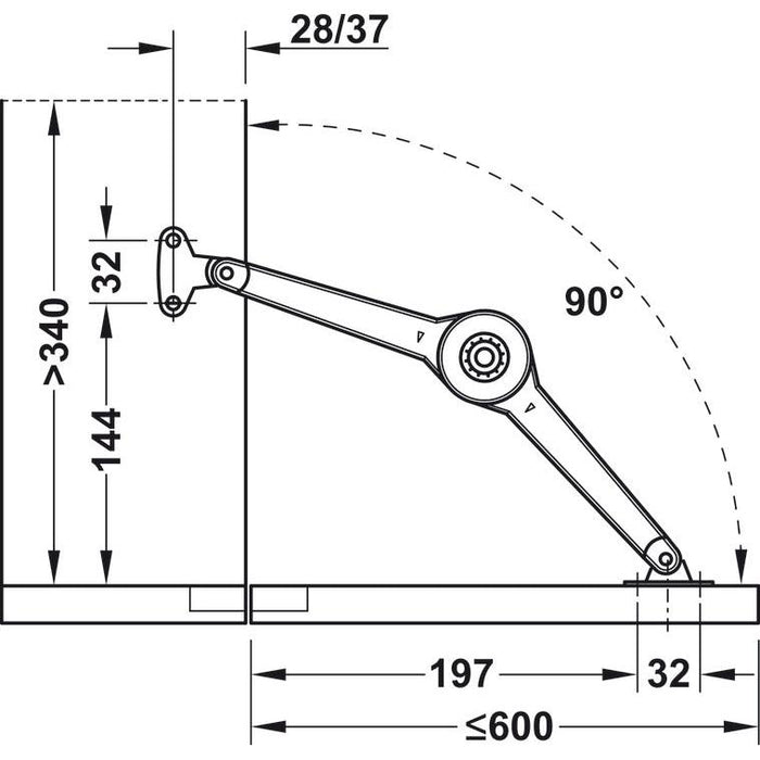 Häfele Podizni mehanizam Duo Forte set za drvene ili široke aluminijumske frontove