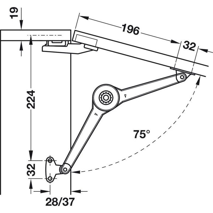 Häfele Podizni mehanizam Duo Forte set za drvene ili široke aluminijumske frontove