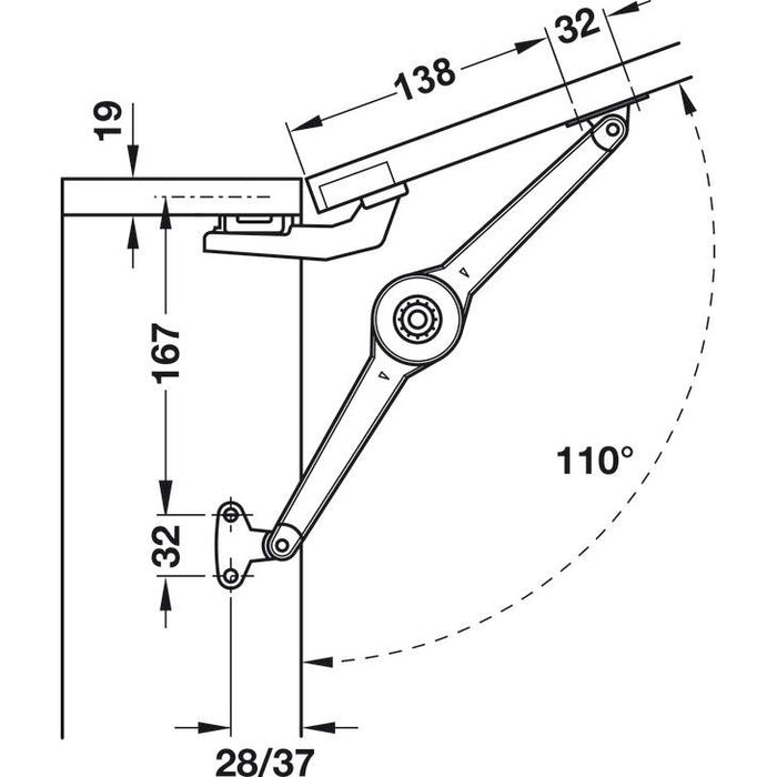 Häfele Podizni mehanizam Duo Forte set za drvene ili široke aluminijumske frontove