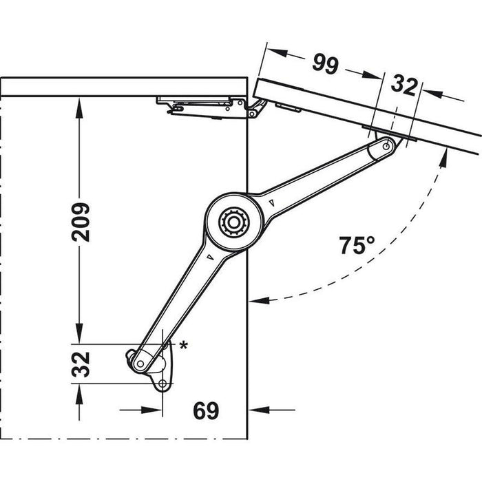 Häfele Podizni mehanizam Duo Forte set za drvene ili široke aluminijumske frontove