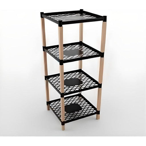 Drvena polica sa plastičnim pregradama