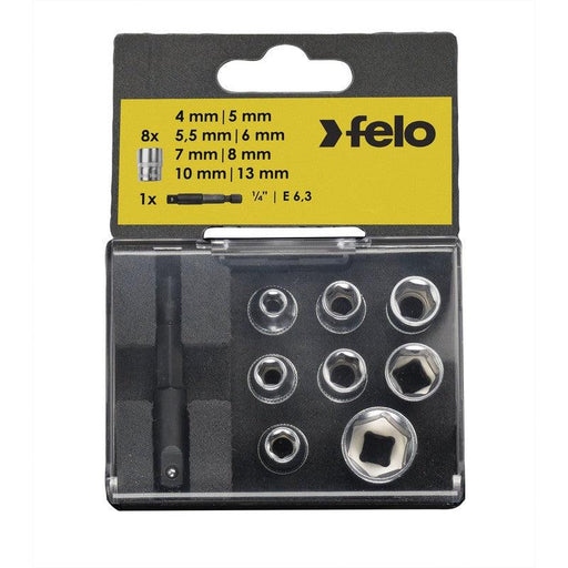 Set nasadnih glava sa adapterom HEX Nut Felo 05798106 9 kom