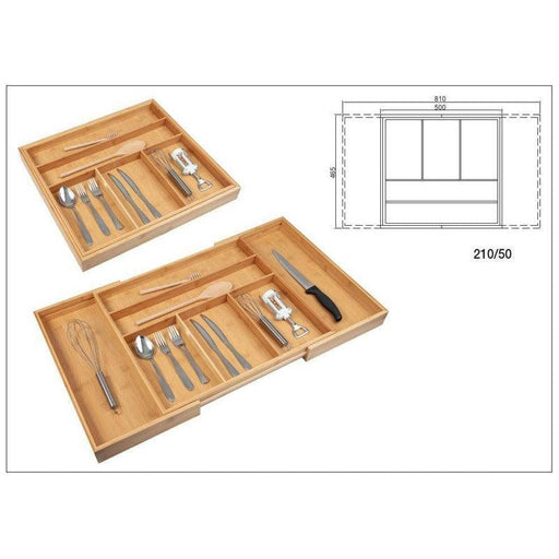 DRŽAČ PRIBORA ZA JELO, BAMBUS  500-810 x 53-465 mm