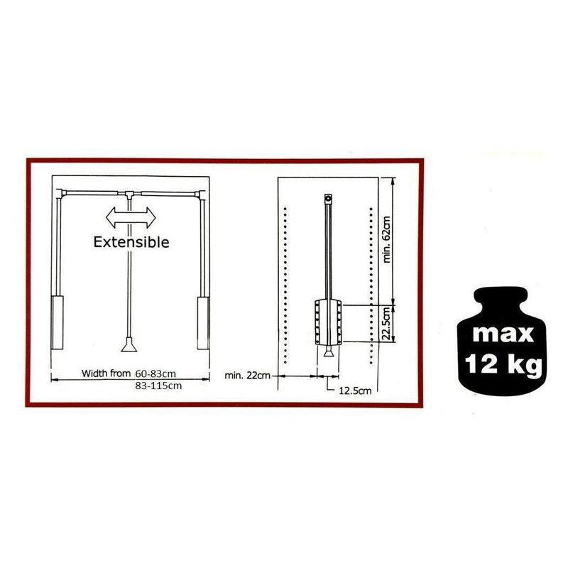 LIFT ZA GARDEROBU U PLAKARIMA- SA PODEŠAVANJEM ŠIRINE "IZI"