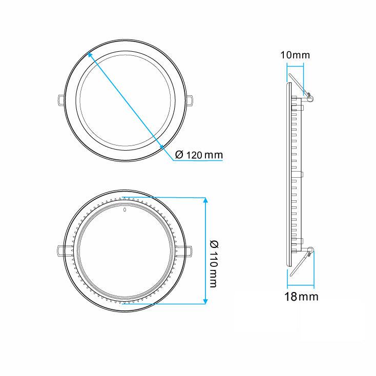 LED ugradna panel lampa 6W toplo bela
