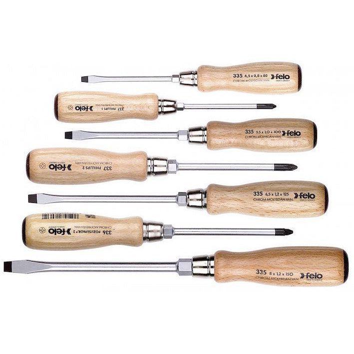 Set udarnih šrafcigera sa drvenom drškom Felo SL/PH/PZ 33597198 7 kom