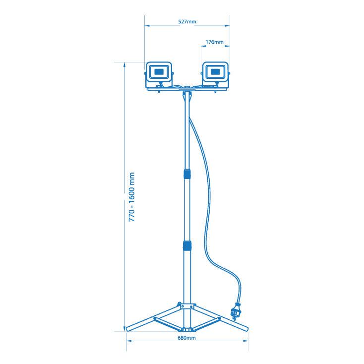 Prenosni punjivi LED reflektor (par na stalku) — 30W, 5000K, IP65