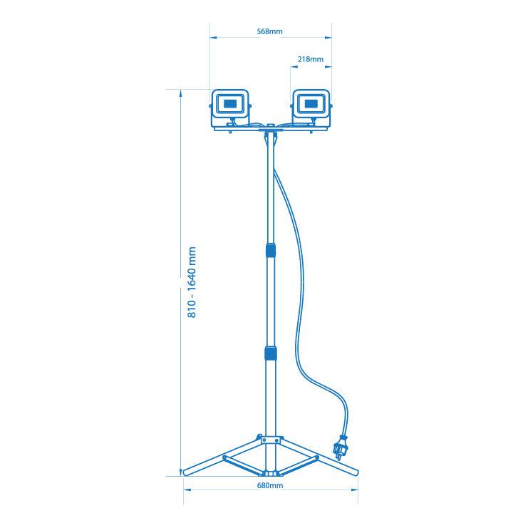 Prenosni punjivi LED reflektor (par na stalku) — 50W, 5000K, IP65