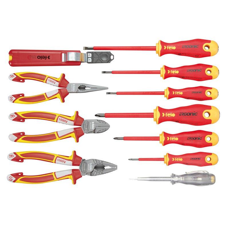 Set dielektričnih alata Felo Ergonic VDE sa sa kleštima i testerom 41391104 11 kom