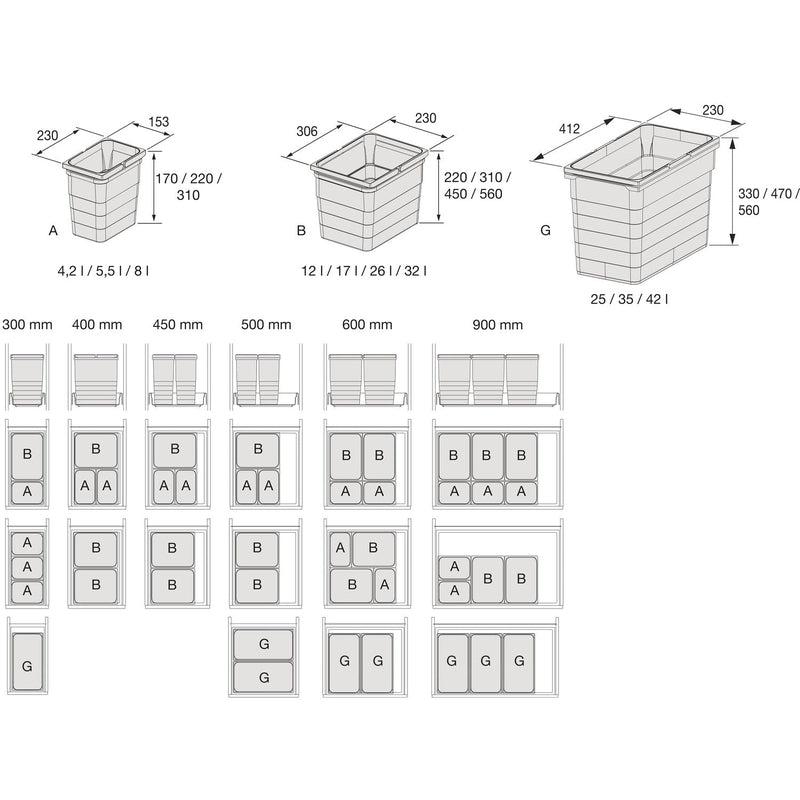 NINKA kanta za otpad 1naXL, tamno siva